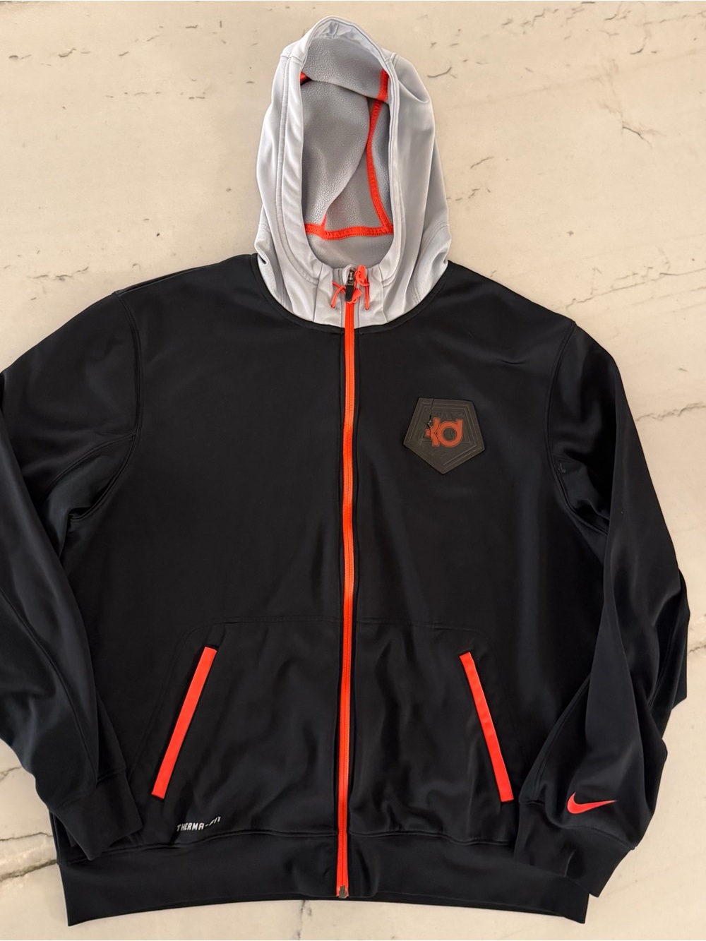 Nike KD Therma-Fit Size XL Black/Gray Full Zip Poly Hoodie Jacket Kevin Durant